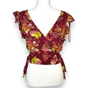 Rachel Rachel Roy Floral Flutter Sleeve Crop Top NWT M